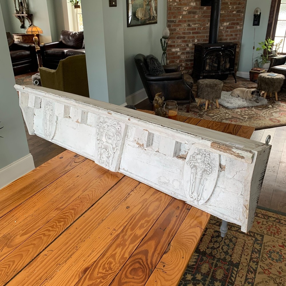 Antique Architectural Salvage Shelf with Triton and Fruit Baskets