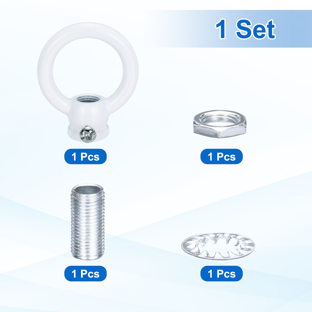 8kg M10 1.5x2" Thread Lifting Eye Nut Holder Hook Ring White