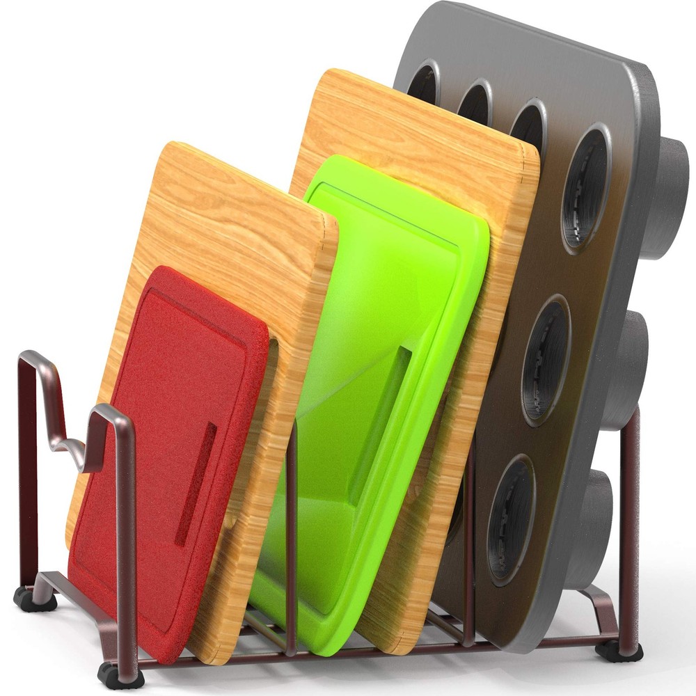 Simple Houseware Kitchen Cabinet Pantry and Bakeware Organizer Rack Holder, B...