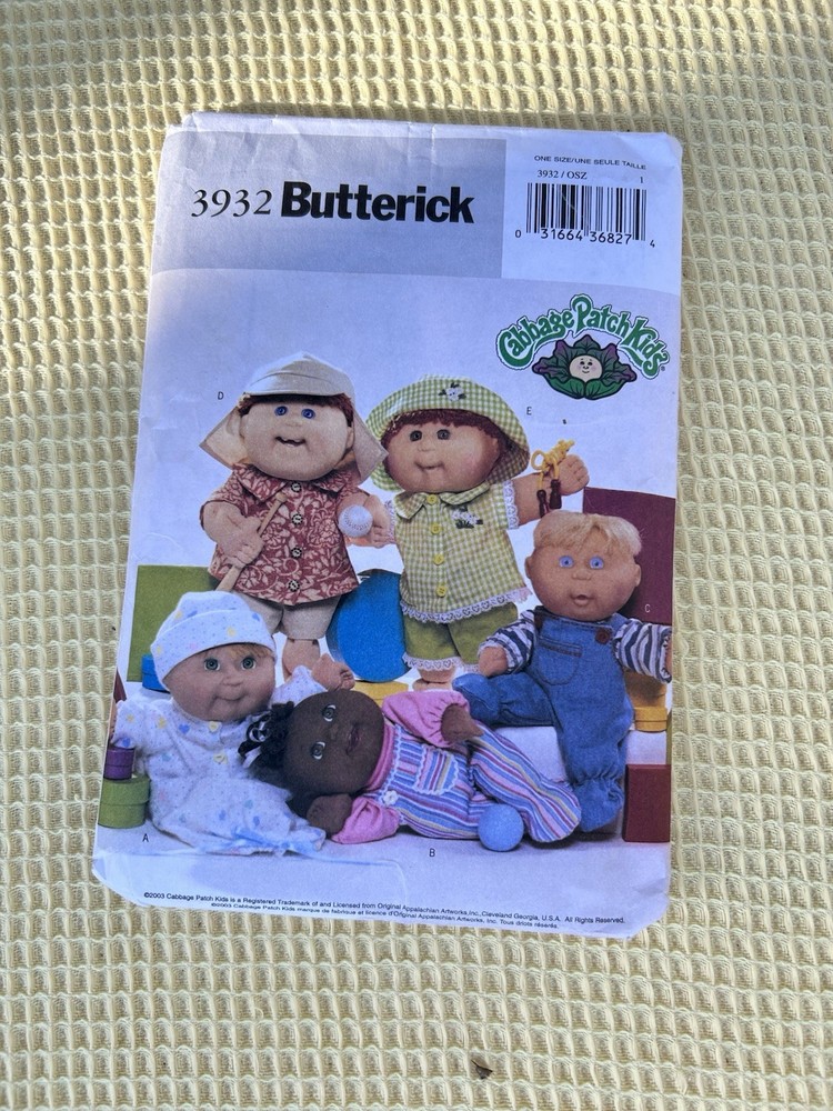 Butterick 3932 Cabbage Patch Kids Doll Clothes Sewing Pattern