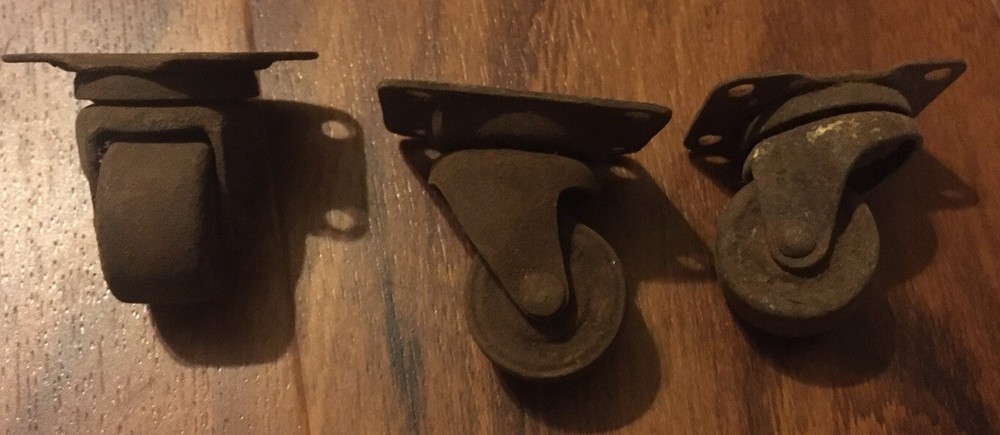 3 Antique Matching Swivel Casters