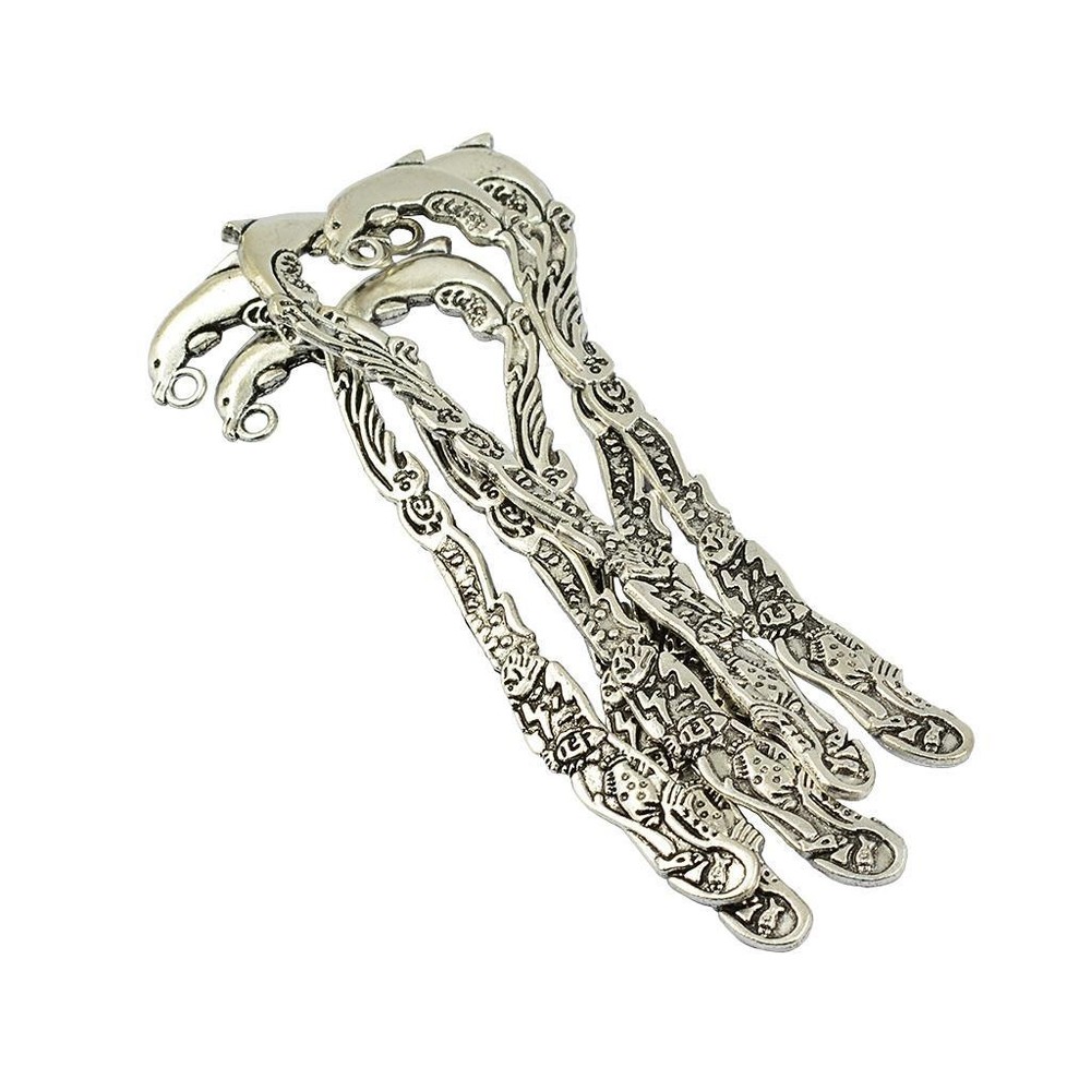 6pcs Alloy Dolphin Pattern Bookmarks With Hole Home school