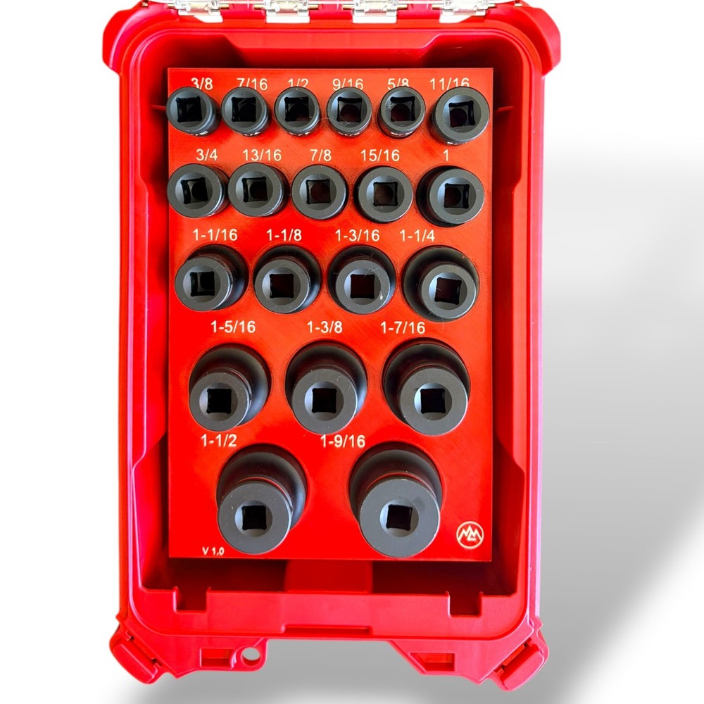 Milwaukee Packout 1/2" SAE Deep Impact Socket Tray 3D Printed 49-66-7012
