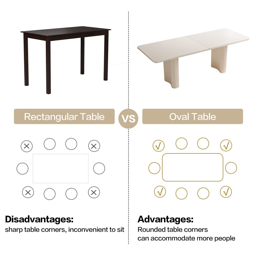 79"Modern Dining Table for 4-8 Cream White Kitchen Table Dining Room Table