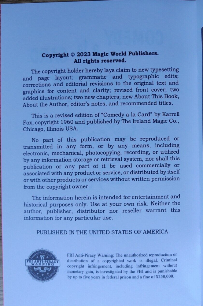 Comedy a la Card by Karrell Fox (comedy card magic)