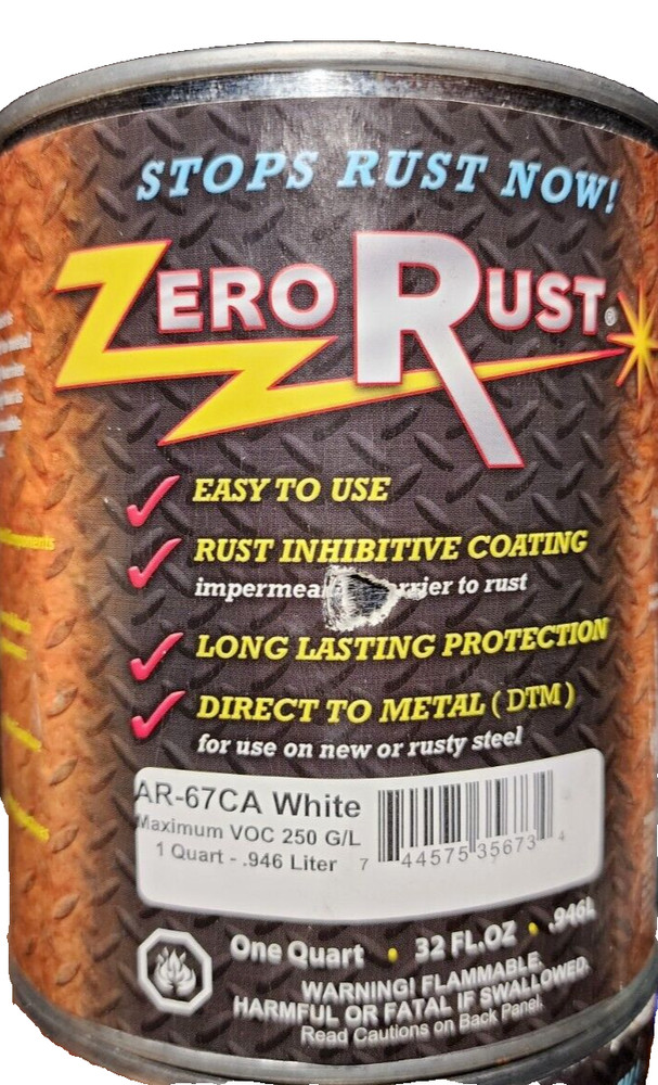 (1) Zero Rust AR-67CA White Rust Inhibitive Coating - One Quart 32 FL.OZ .946L