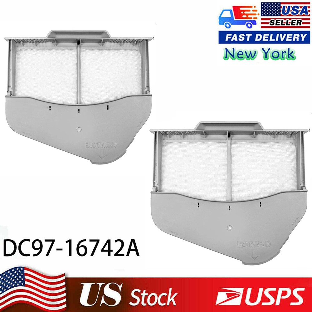 2 pcs DC97-16742A Lint Trap Screen Case Filter Assembly Compatible Samsung Dryer