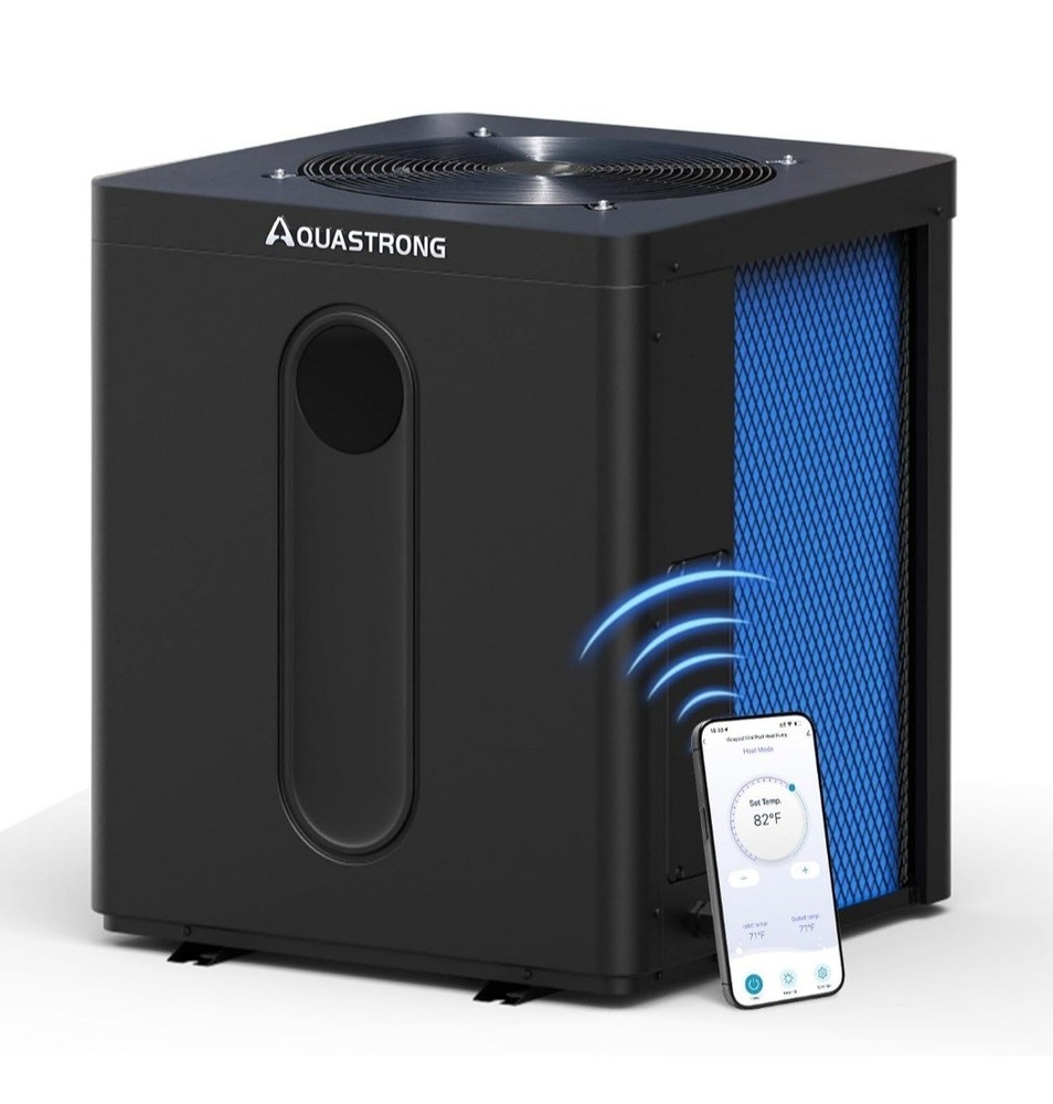 AQUASTRONG 39,000 BTU Top Discharge Inverter Swimming Pool Heat Pump, 9,000 Gal