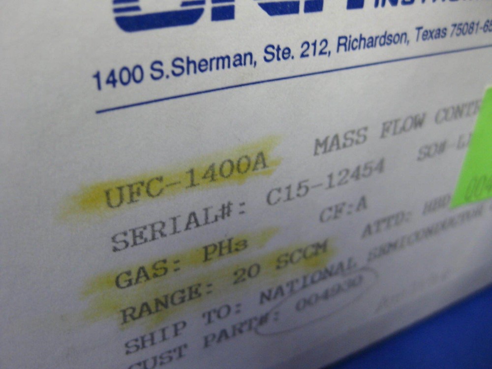 Unit UFC-1400A Mass Flow Controller, PH3, 20 SCCM, Refurbished
