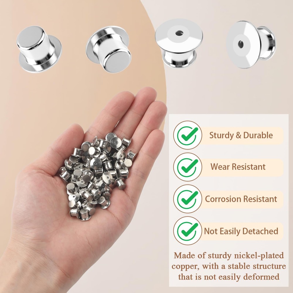 70 PCS Locking Pin Backs, Metal Locks Keeper Clasp for Silver