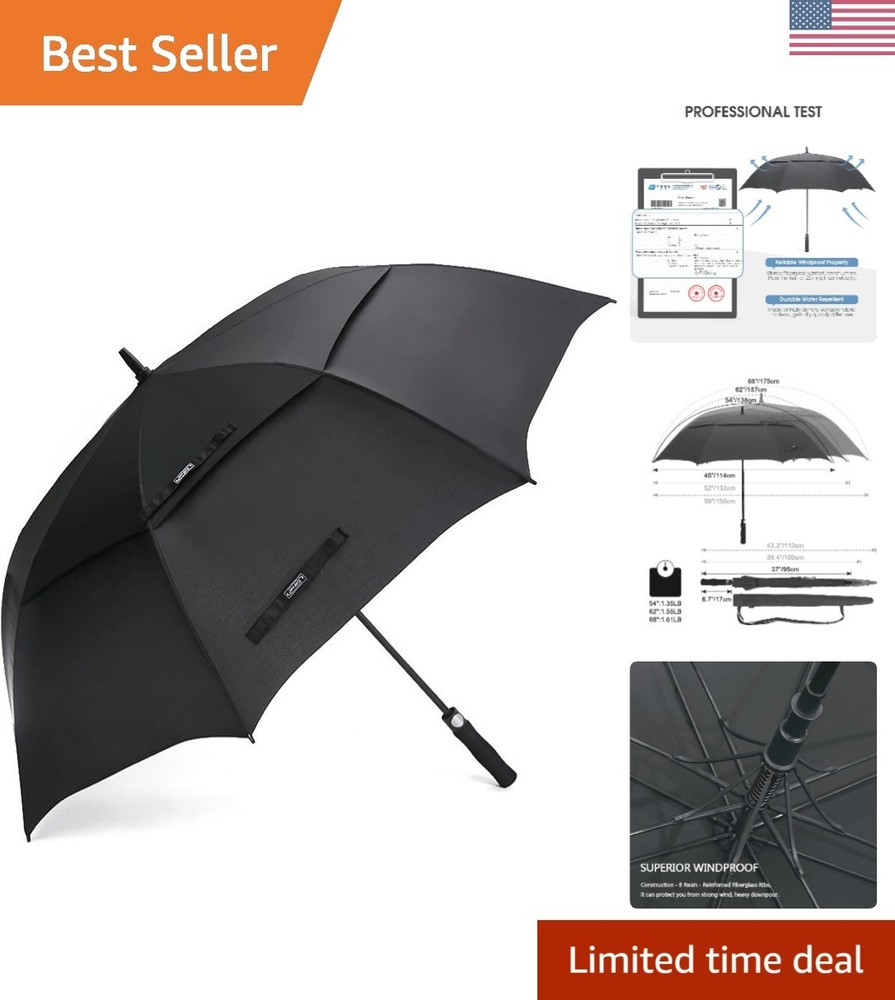 47/54/62/68 Inch Automatic Open Golf Umbrella Oversize Extra Large Double Can...