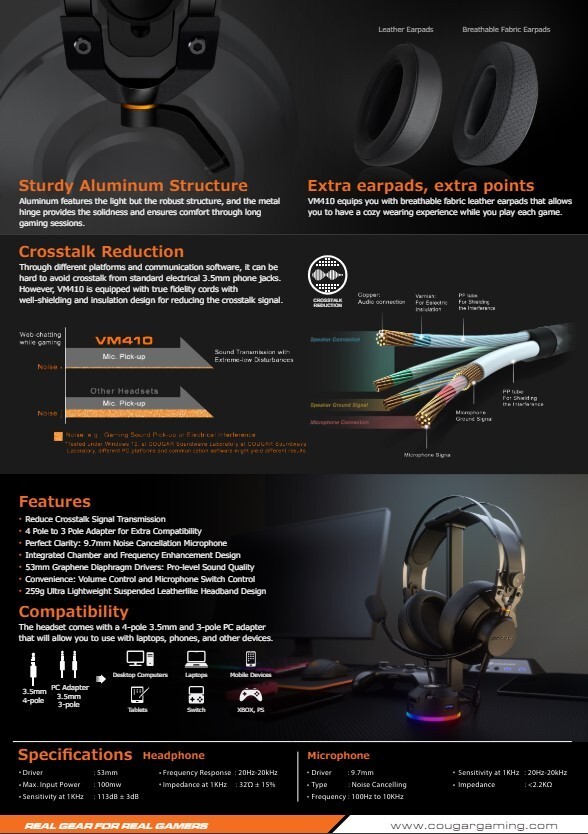 NEW * Gaming Headset COUGAR VM410 * SEALED