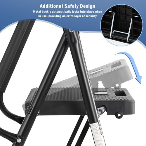 3 Step stool Ladder with Handrails 330 lbs folding Attachable Tool
