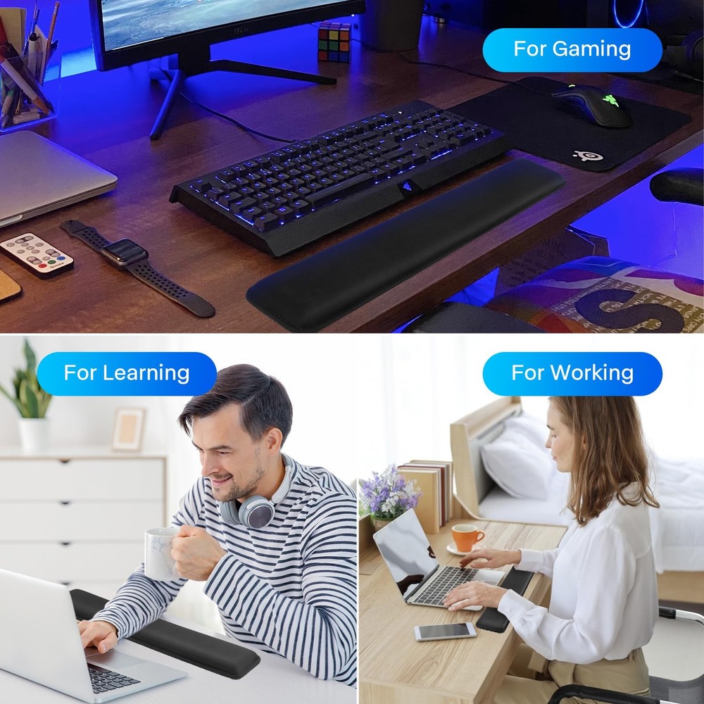Keyboard Wrist Rest/Pad - Cooling Gel - Stitched Edges - Keyboard Accessory,E...