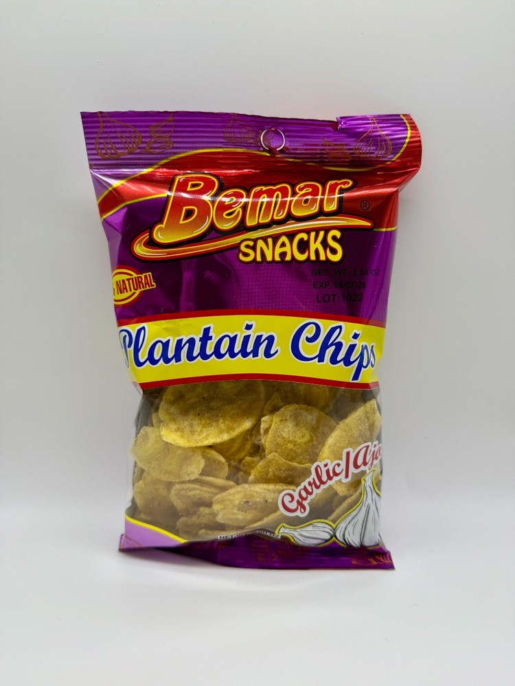 Bemar Snacks-Plantain Chips Garlic-24 bags