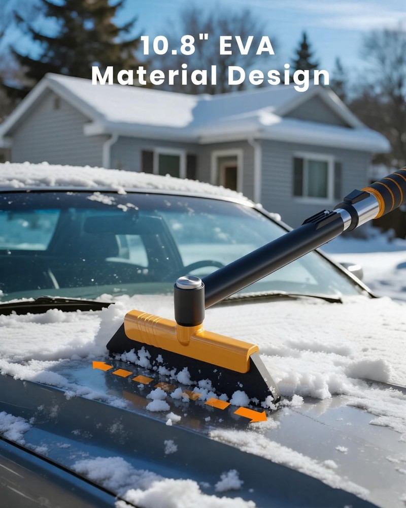 helloleiboo 43.7" Extendable Ice Scraper & Pivoting Snow Brush