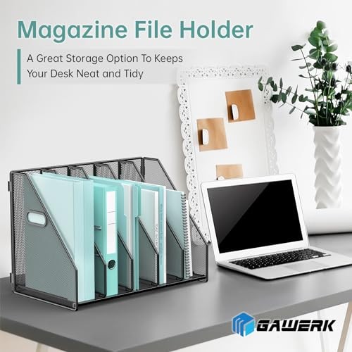 Desktop File Magazine Folder Holder 5 Vertical Compartments, 5 Compartments