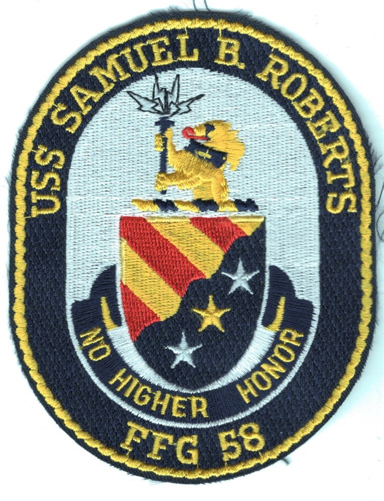USN Navy Ship Patch:  USS Samuel B. Roberts FFG 58 - 3 3/4"