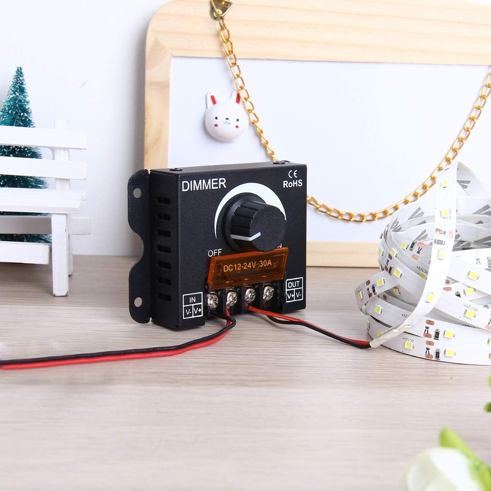 LED Light Strip Dimmer PWM Controller 12V-24V 30A Brightness Adjust Switch