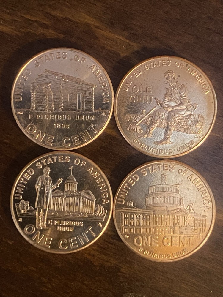 2009 P/D Bicentennial Penny 4 Coin Multi-Error Set