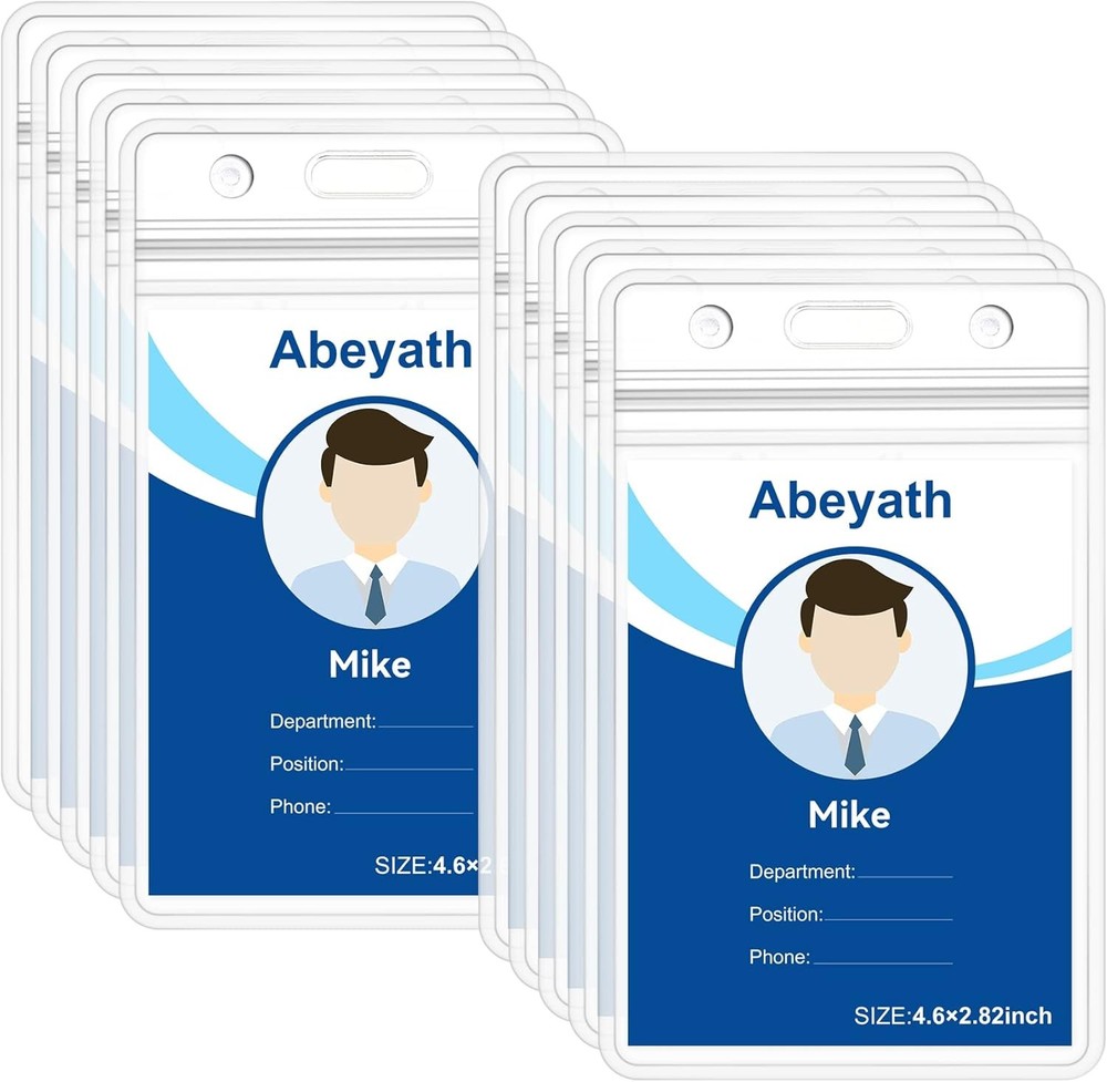 10 Pack Heavy Duty Waterproof ID Badge Holders