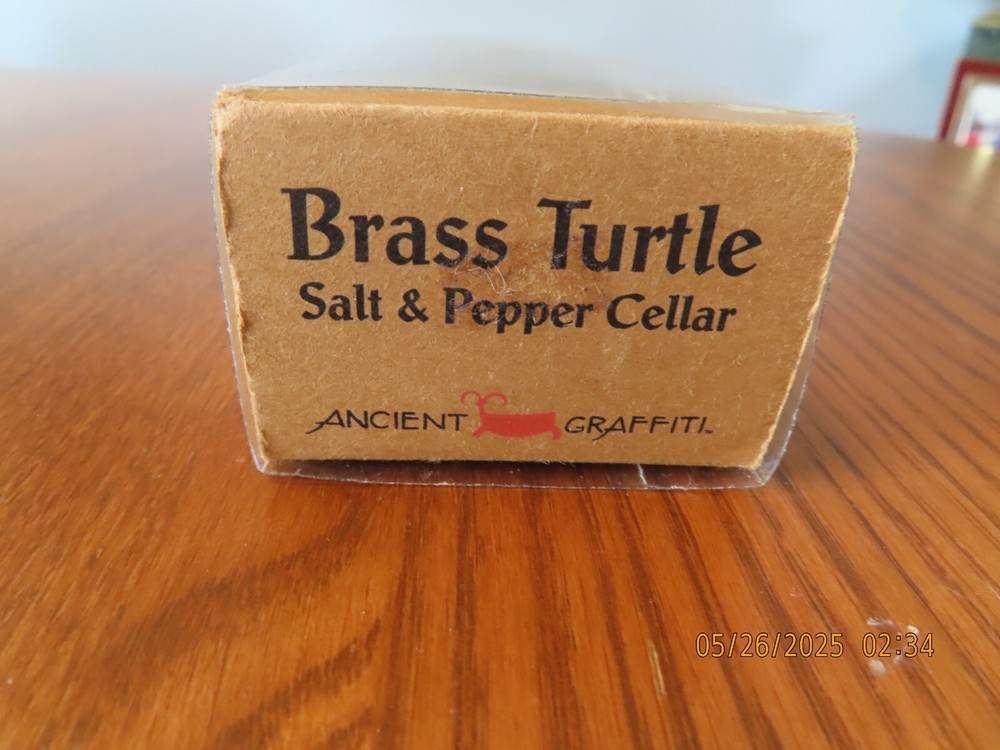 Salt & Pepper Ancient Graffiti Cast Brass Frog Cellar