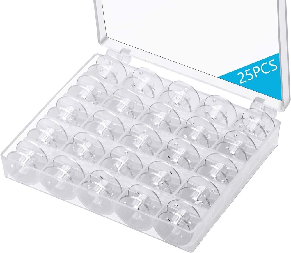 25 Pcs Plastic Bobbins for Sewing Machines - Durable & Easy to Use