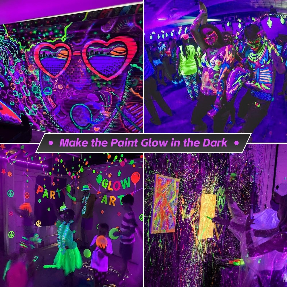 SANSI LED UV Black Light Bulb for Glow Party, 7W A15 UVA Blacklight Bulb E26 ETL