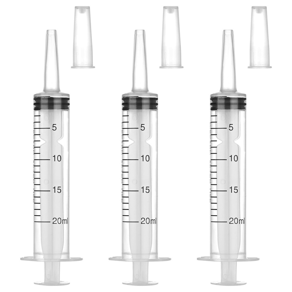 10 Pack 20 ml Syringe Without Needle, with Cap Transparent