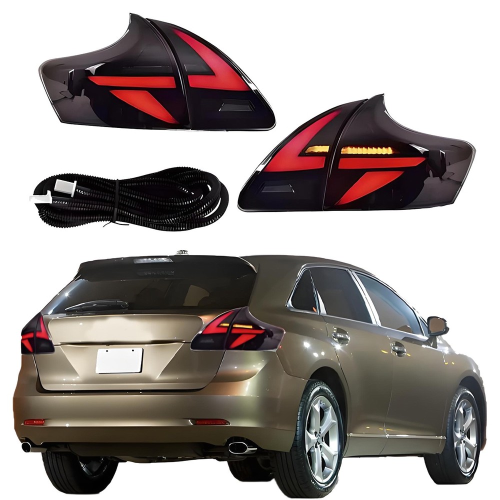 Rear Tail Light LED Projector DRL Black Set 2Pcs Fits For Toyota Venza 2009-2016