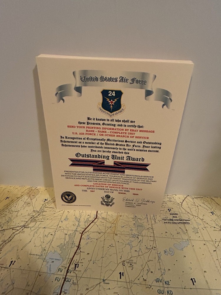 U.S. AIR FORCE / TWENTY-FOURTH AIR FORCE - OUTSTANDING UNIT AWARD CERTIFICATE