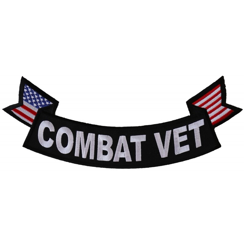 Embroidered Back Patch (Iron-On), Bottom Rocker, Combat Vet w/Flags (Military)
