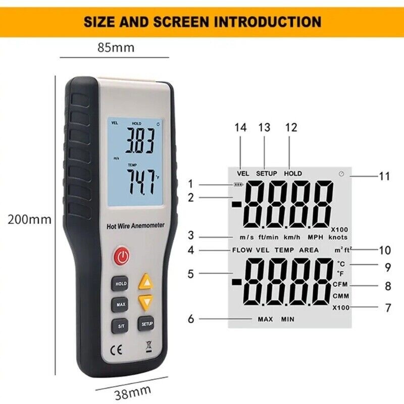 HT9829 High Precision Thermal Anemometer Precise Measurement Test Tool