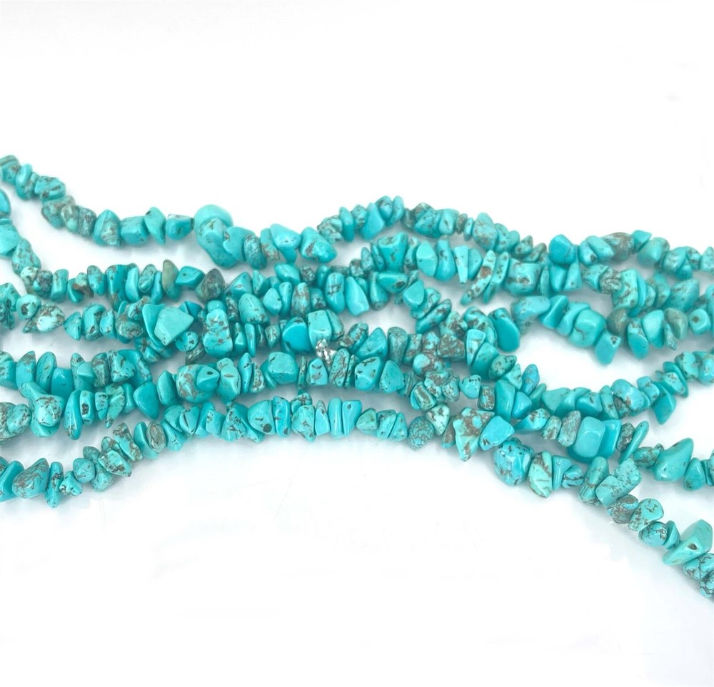 Blue Turquoise Nugget Chip Beads 16"