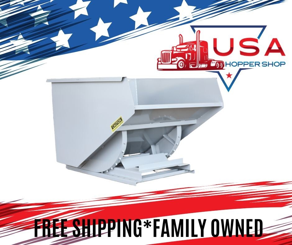 3YD Self Dumping Forklift Hopper- 4000lb Capacity-Gray- Trash-Scrap Hopper