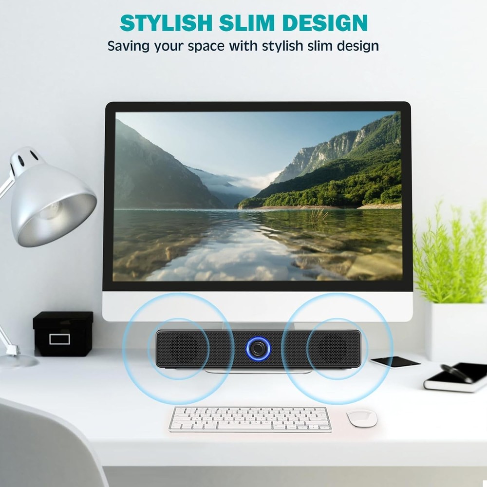 Computer Speakers, USB Powered PC Speakers Wired Stereo Desktop Black