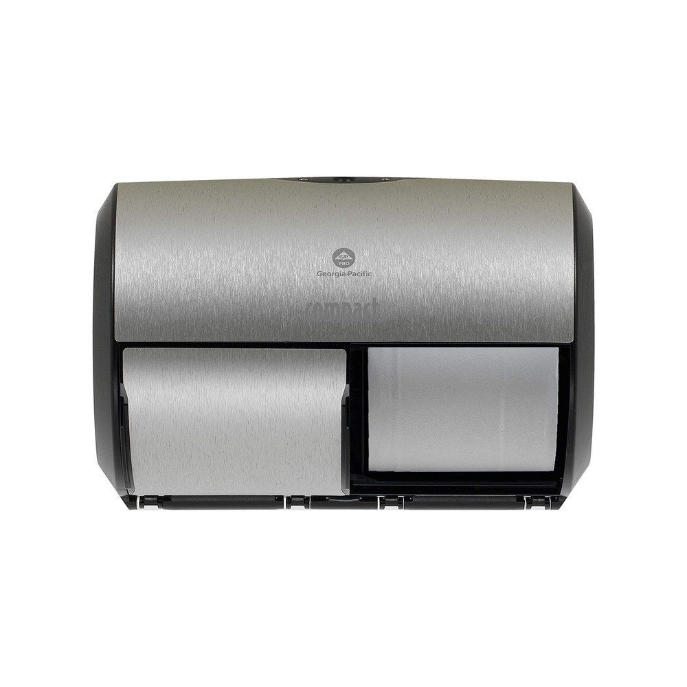 Compact 2-Roll Side-by-Side Coreless 1 Count (Pack of 1), Brushed Stainless