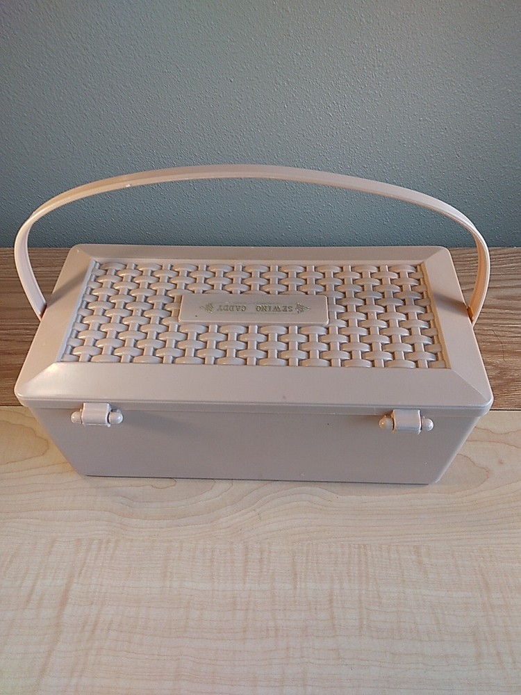 Vintage Plastic Sewing Caddy-Handle & Magnetic Needle Holder Loaded W/Accessory