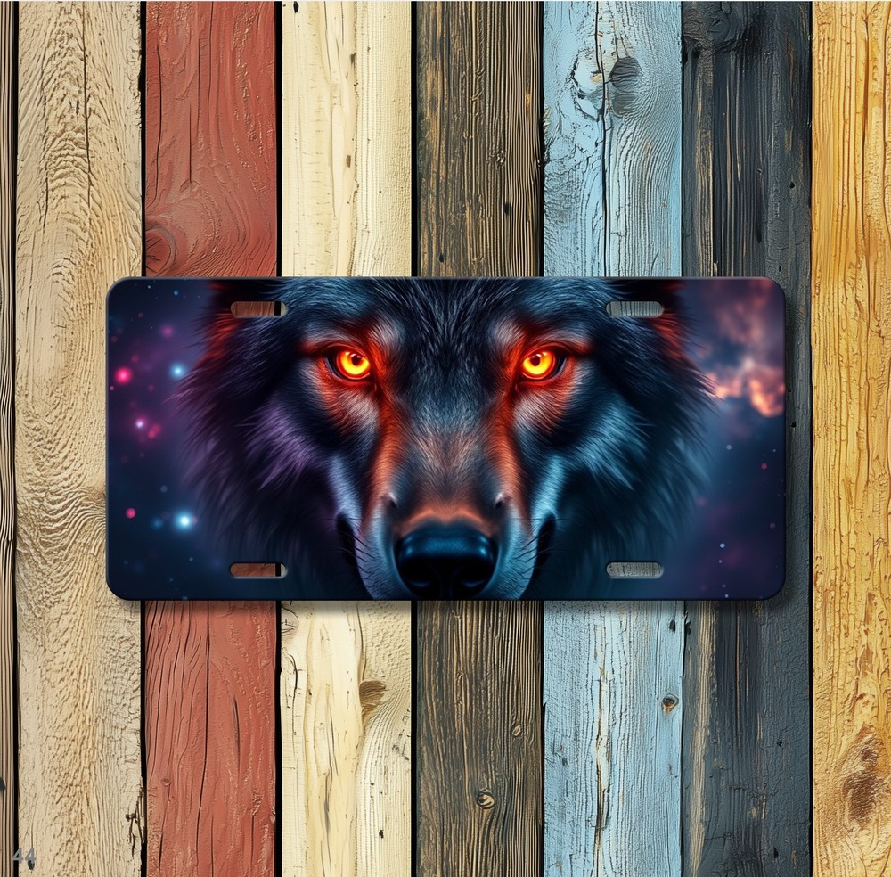 Bold Wolf License Plate Optional Text Vanity Plate Unique Gift