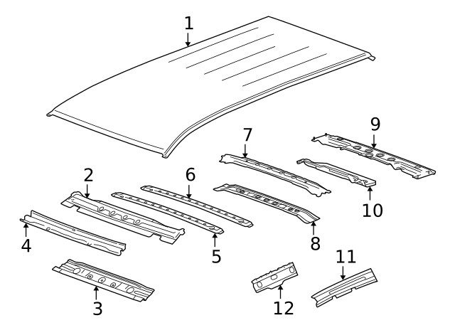 Genuine GM Roof Panel Front Reinforcement 25793446