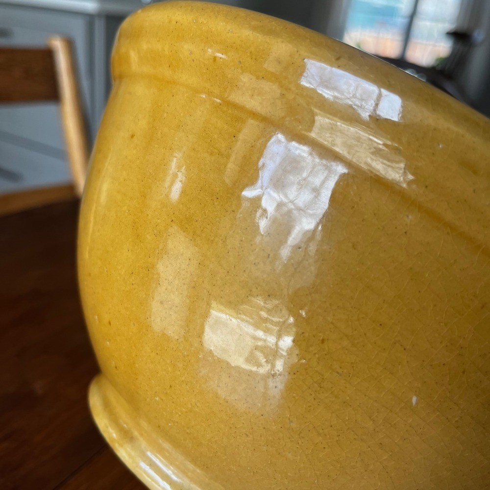 Vintage Yellow Ware Stoneware Pottery Mixing Bowl