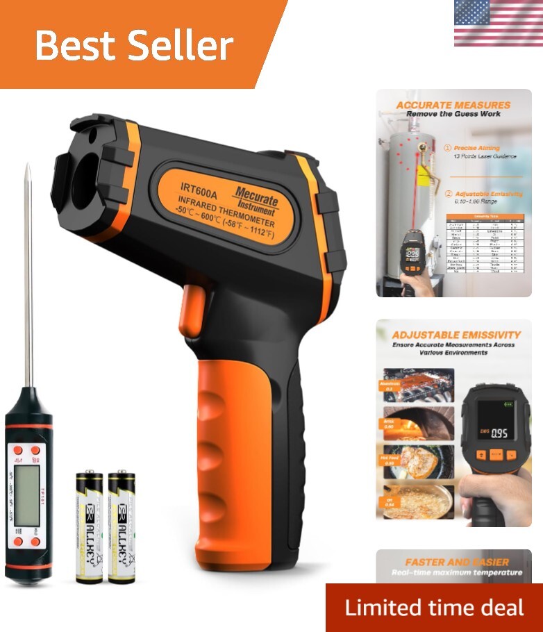 Advanced Digital Temperature Gun with High/Low Limit Settings - Battery Included