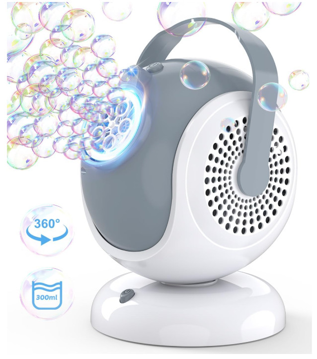 Bubble Machine - Automatic Bubbles Blower for Kids, Toddlers - 360° Oscillation
