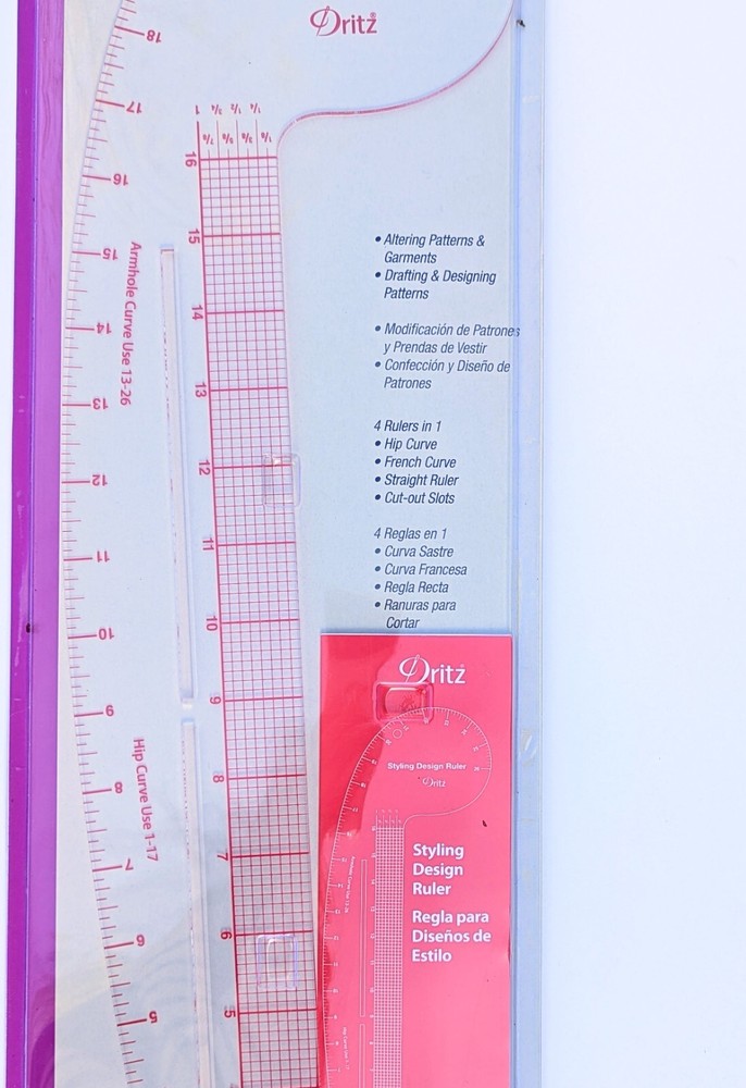 Dritz Styling Design Ruler, Multiple Use: Straight/Curved/Slots, NEW