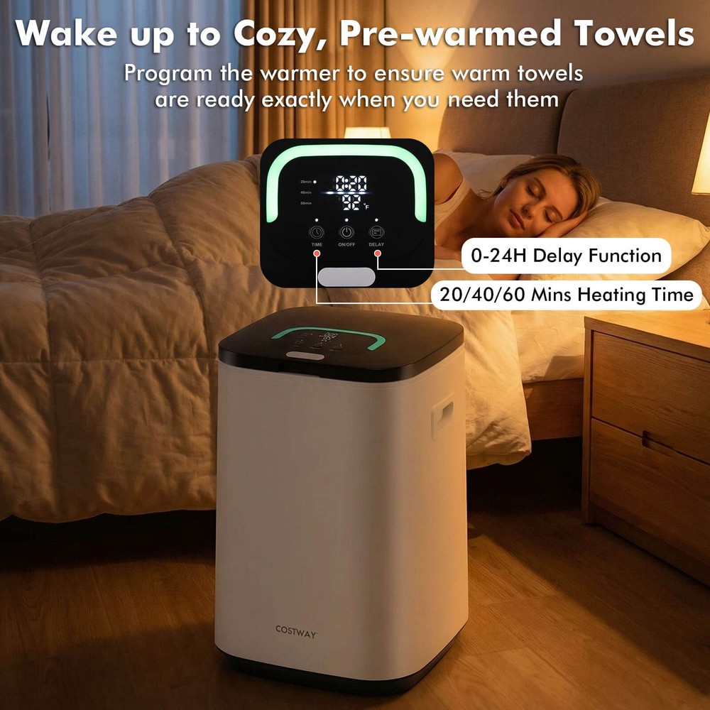 23L Towel Warmer with Indicator Light 24H Delay Timer 20/40/60 Min Heating Time