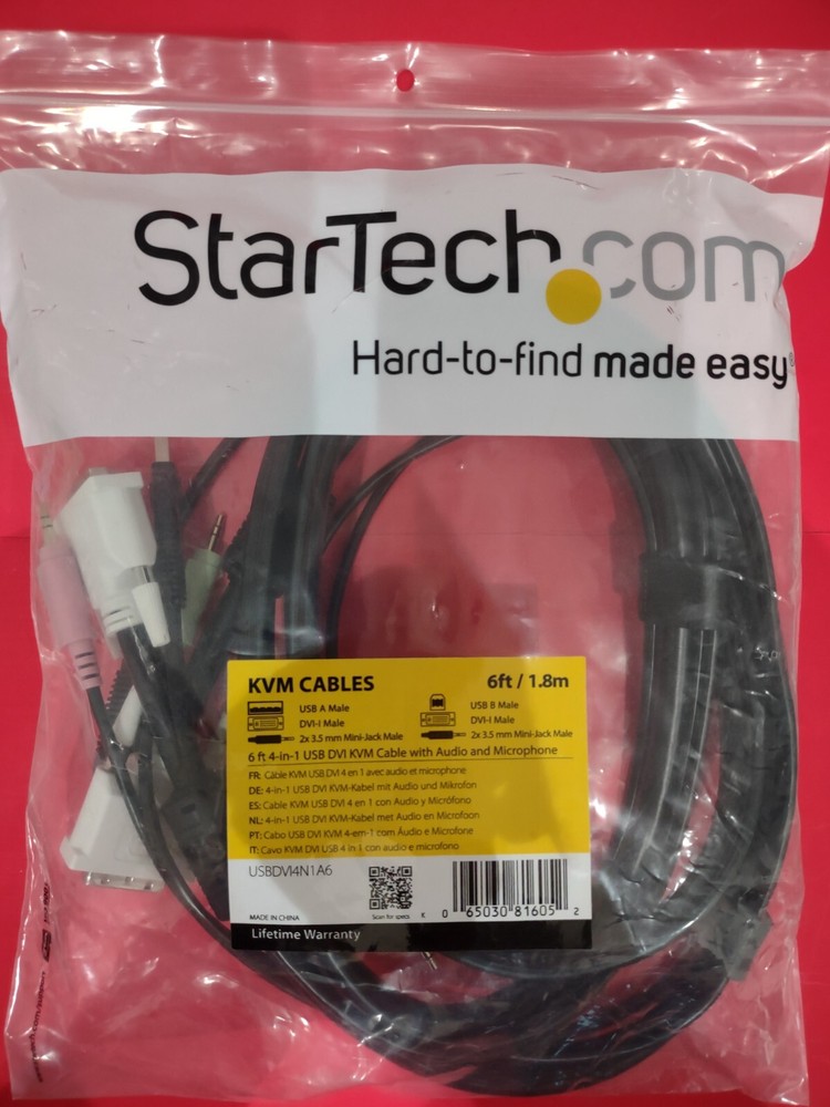 (15) StarTech KVM Cables USBDVI4N1A6 6FT