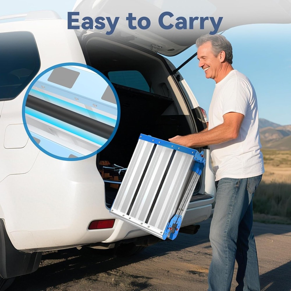 Work Platform 500 Lbs, Folding Step Stool with One-Touch Automatic Fold, 4 Heigh