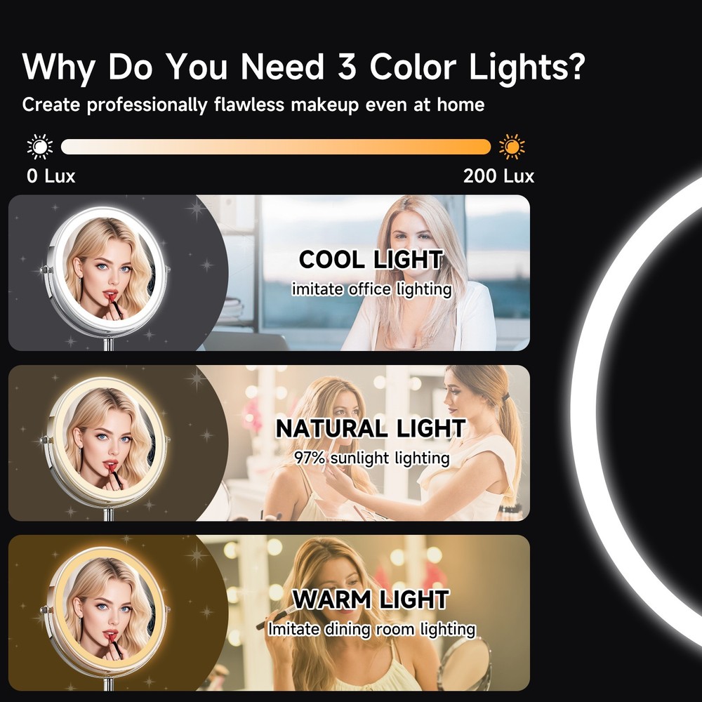 Lighted Makeup Mirror with Brighter Lights,1x/10xTrue HD Magnifying Tabletop Van