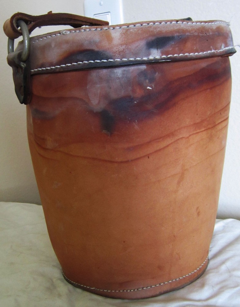 Leather Fire Bucket 11" tall by 8" in Diameter