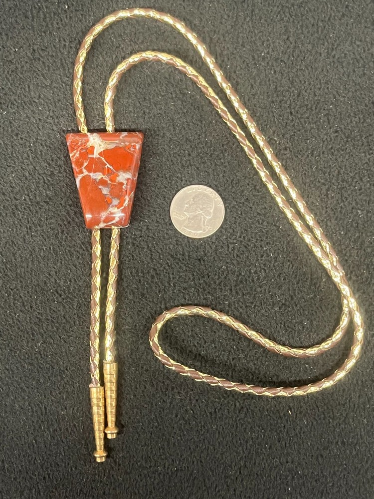 Red Brecciated Jasper Western Bolo Tie